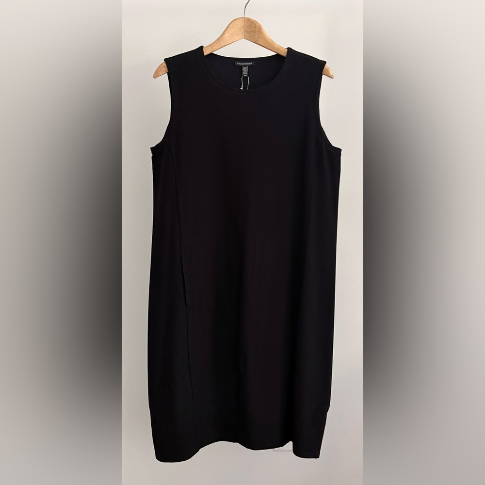 EILEEN FISHER LANTERN DRESS, BLACK